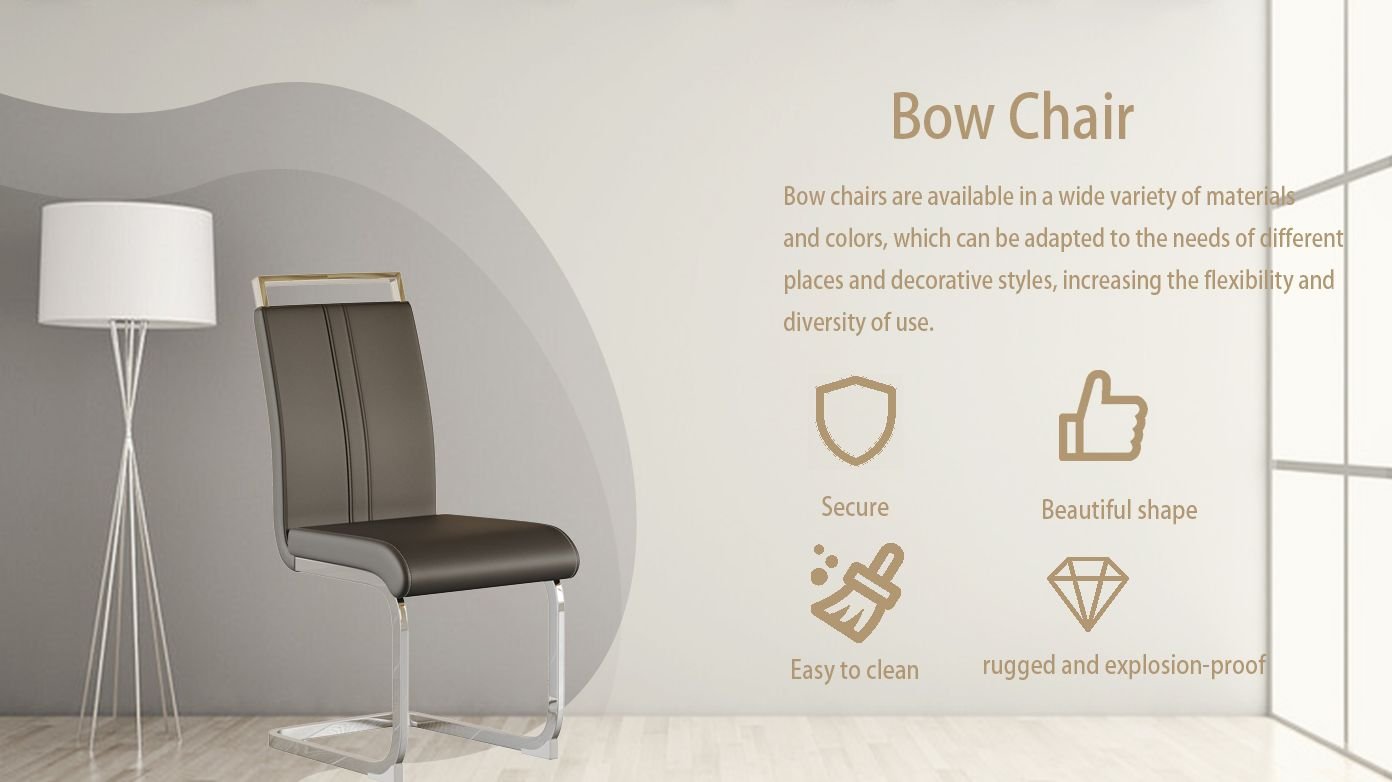 Modern Dining Chairs,PU Faux Leather High Back Upholstered Side Chair with C-shaped Tube plating Metal Legs for Dining Room Kitchen Vanity Patio Club Guest Office Chair (Set of 4)