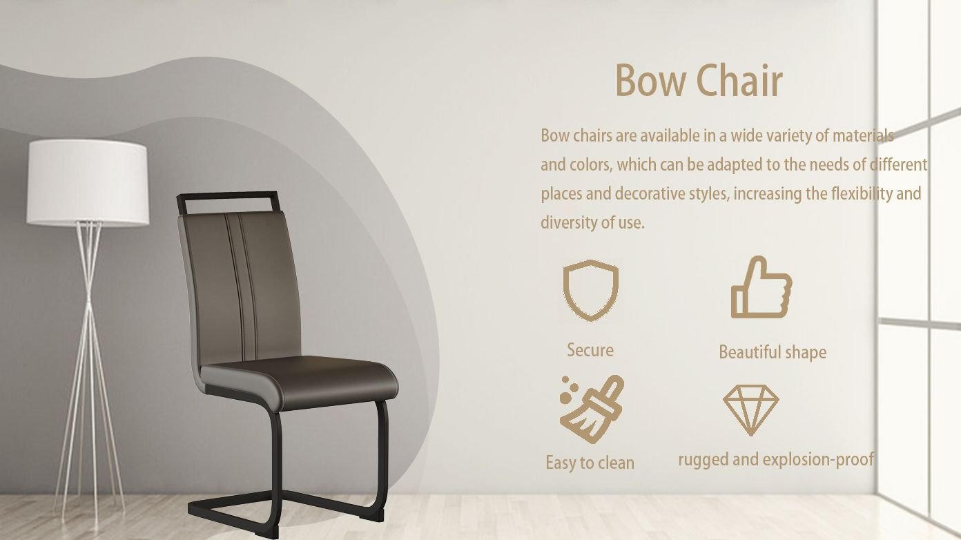 Modern Dining Chairs,PU Faux Leather High Back Upholstered Side Chair with C-shaped Tube plating Metal Legs for Dining Room Kitchen Vanity Patio Club Guest Office Chair (Set of 4)