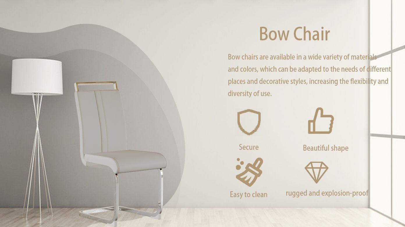 Modern Dining Chairs,PU Faux Leather High Back Upholstered Side Chair with C-shaped Tube plating Metal Legs for Dining Room Kitchen Vanity Patio Club Guest Office Chair (Set of 4)