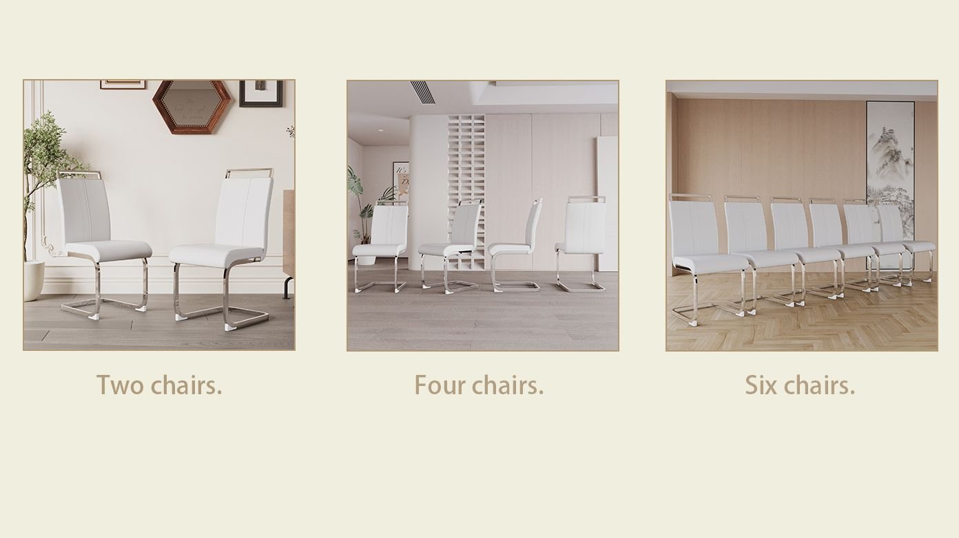 Modern Dining Chairs,PU Faux Leather High Back Upholstered Side Chair with C-shaped Tube plating Metal Legs for Dining Room Kitchen Vanity Patio Club Guest Office Chair (Set of 4)