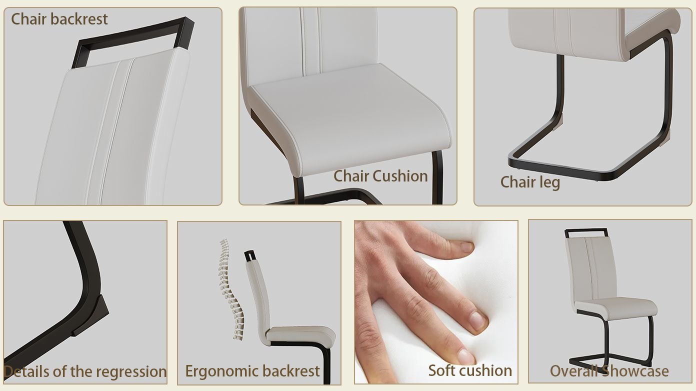 Modern Dining Chairs,PU Faux Leather High Back Upholstered Side Chair with C-shaped Tube plating Metal Legs for Dining Room Kitchen Vanity Patio Club Guest Office Chair (Set of 4)