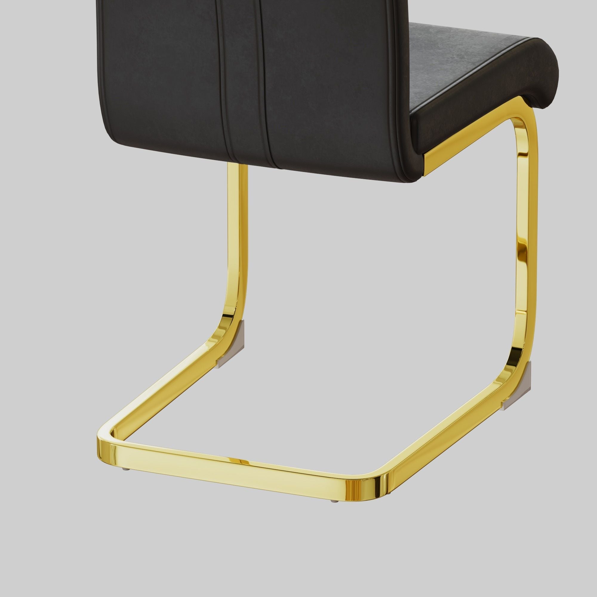 Modern Dining Chairs,PU Faux Leather High Back Upholstered Side Chair with C-shaped Tube plating Metal Legs for Dining Room Kitchen Vanity Patio Club Guest Office Chair (Set of 4)