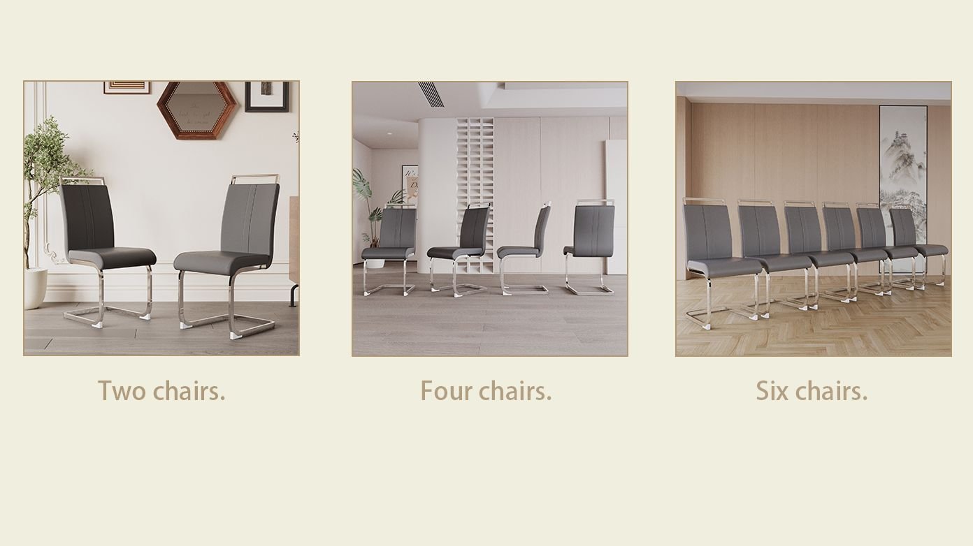 Modern Dining Chairs,PU Faux Leather High Back Upholstered Side Chair with C-shaped Tube plating Metal Legs for Dining Room Kitchen Vanity Patio Club Guest Office Chair (Set of 4)