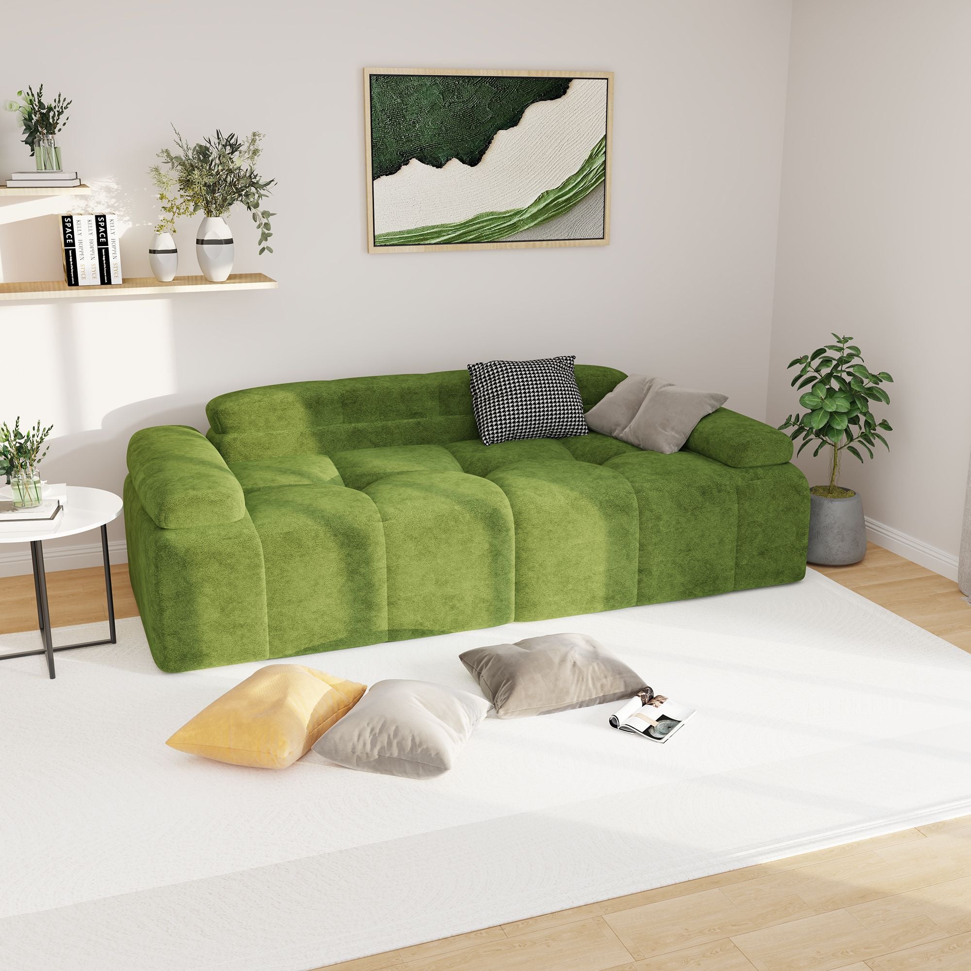Modern Sofa Bed,Velvet Sleeper Couch,3 Seater Tufted Sofa,And Adjustable Backrests For Small Spaces, Living Room, Bedroom