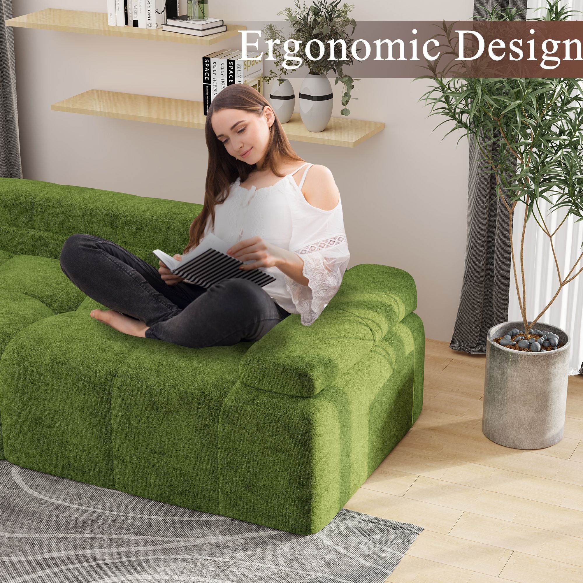 Modern Sofa Bed,Velvet Sleeper Couch,3 Seater Tufted Sofa,And Adjustable Backrests For Small Spaces, Living Room, Bedroom