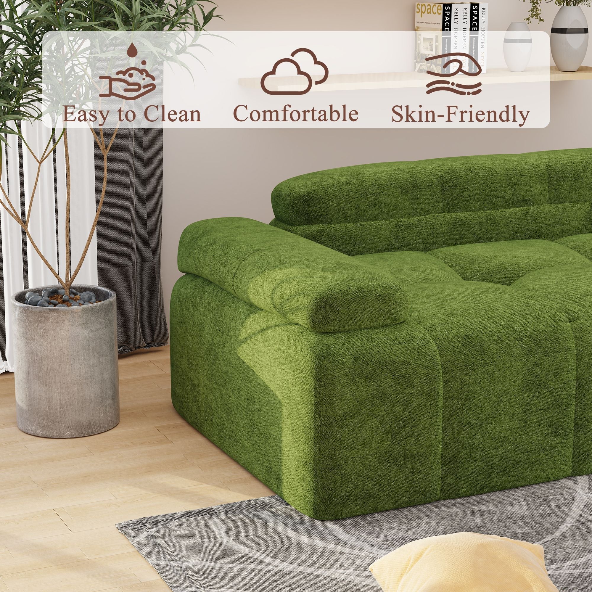 Modern Sofa Bed,Velvet Sleeper Couch,3 Seater Tufted Sofa,And Adjustable Backrests For Small Spaces, Living Room, Bedroom