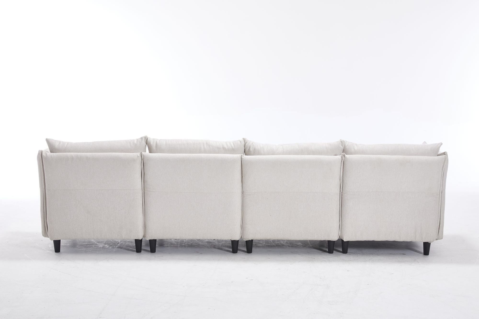 Modular Sectional Sofa, L Shaped Couch Set for Living Room, 4-Seater Comfy Cloud Couches with Movable Ottoman Beige