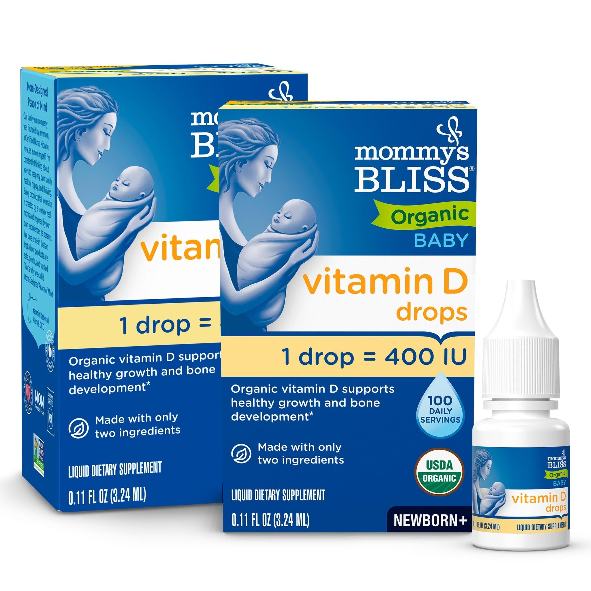 Mommy’s Bliss Organic Vitamin D Drops - Infants and Newborns - Supports Growth and Bone Development - Easy Use - 400 IU Per Drop - 100 Daily Servings