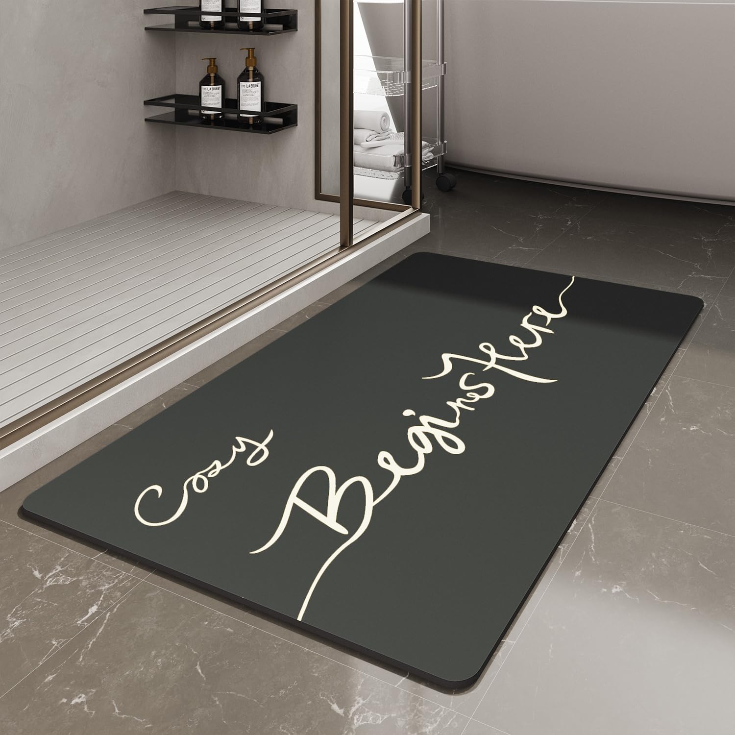 MontVoo-Bath Mat-Bathroom Mat Rug Non Slip Super Absorbent Stain Resistant Quick Dry Thin Bathroom Rug-Bath Mats for Bathroom Floor Bathtub Vanity-Bathmat Bath Rug Easy Care-17"x27" Grey