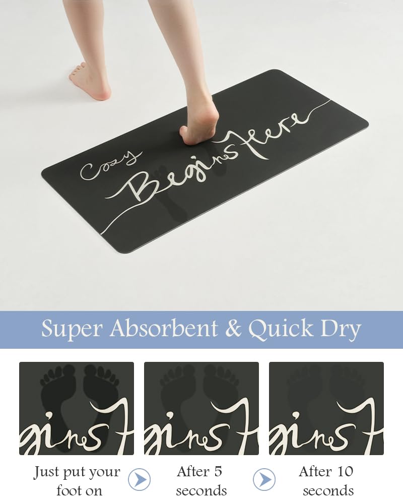 MontVoo-Bath Mat-Bathroom Mat Rug Non Slip Super Absorbent Stain Resistant Quick Dry Thin Bathroom Rug-Bath Mats for Bathroom Floor Bathtub Vanity-Bathmat Bath Rug Easy Care-17"x27" Grey