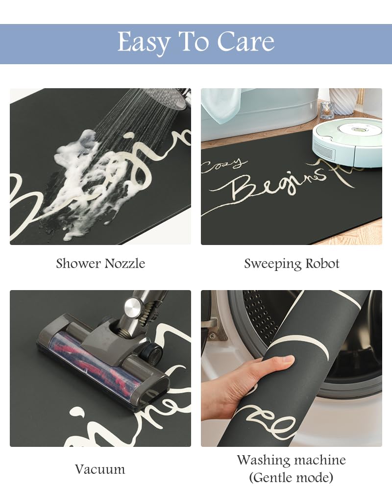 MontVoo-Bath Mat-Bathroom Mat Rug Non Slip Super Absorbent Stain Resistant Quick Dry Thin Bathroom Rug-Bath Mats for Bathroom Floor Bathtub Vanity-Bathmat Bath Rug Easy Care-17"x27" Grey