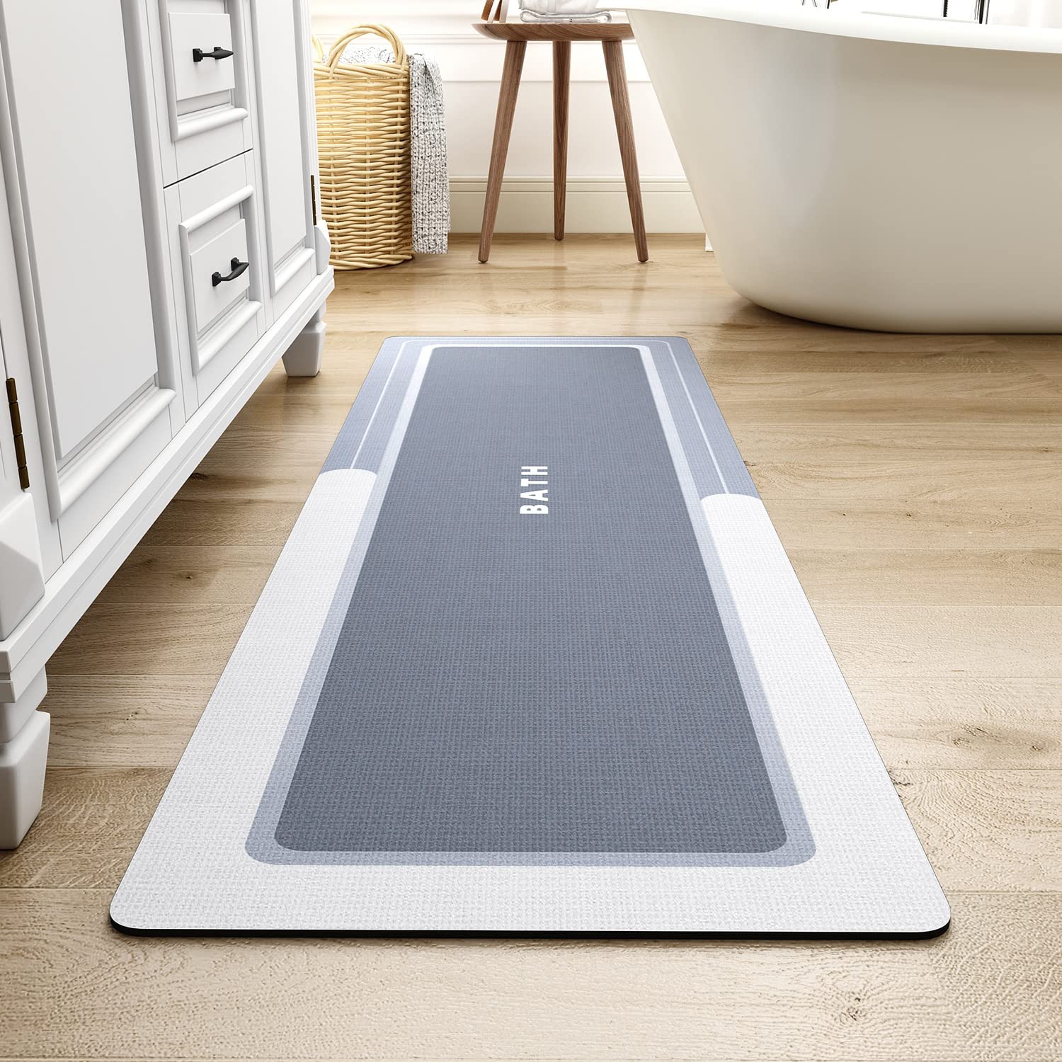 MontVoo-Bath Mat-Bathroom Mat Rug Non Slip Super Absorbent Stain Resistant Quick Dry Thin Bathroom Rug-Bath Mats for Bathroom Floor Bathtub Vanity-Bathmat Bath Rug Easy Care-17"x27" Grey