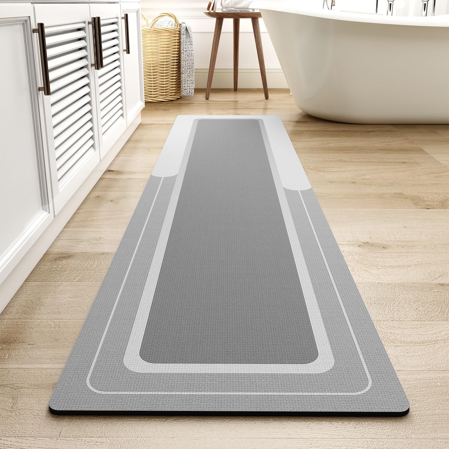 MontVoo-Bath Mat-Bathroom Mat Rug Non Slip Super Absorbent Stain Resistant Quick Dry Thin Bathroom Rug-Bath Mats for Bathroom Floor Bathtub Vanity-Bathmat Bath Rug Easy Care-17"x27" Grey