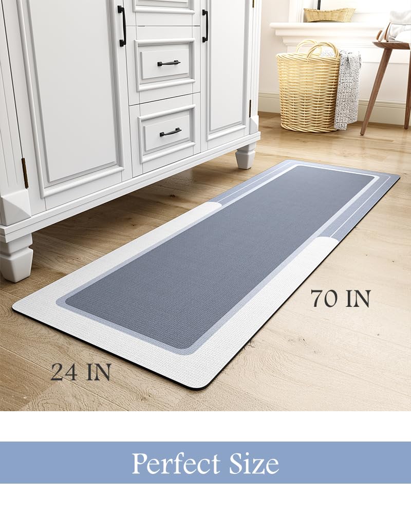 MontVoo-Bath Mat-Bathroom Mat Rug Non Slip Super Absorbent Stain Resistant Quick Dry Thin Bathroom Rug-Bath Mats for Bathroom Floor Bathtub Vanity-Bathmat Bath Rug Easy Care-17"x27" Grey