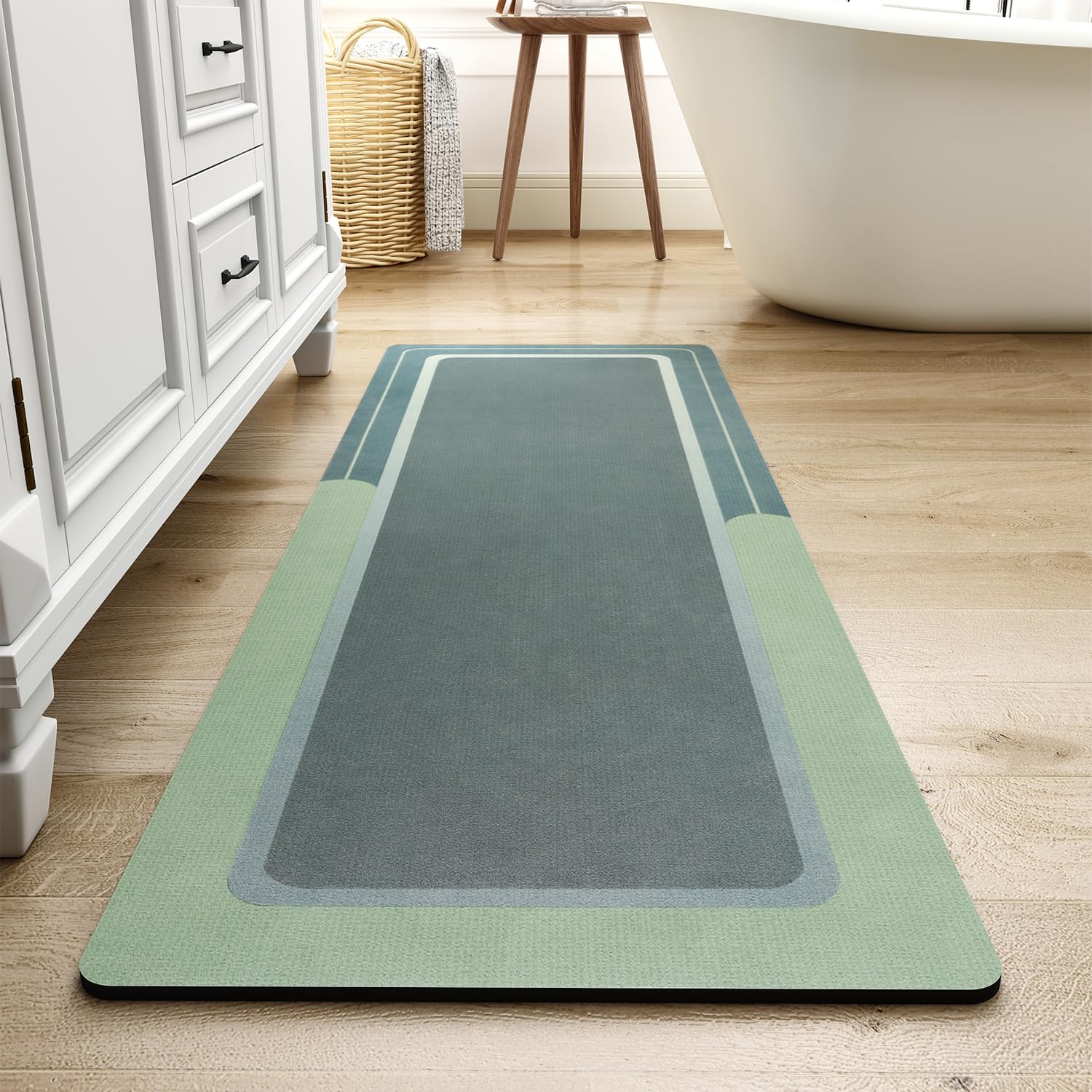 MontVoo-Bath Mat-Bathroom Mat Rug Non Slip Super Absorbent Stain Resistant Quick Dry Thin Bathroom Rug-Bath Mats for Bathroom Floor Bathtub Vanity-Bathmat Bath Rug Easy Care-17"x27" Grey