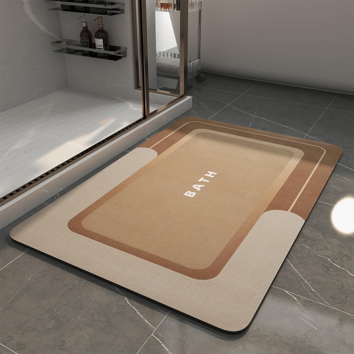 MontVoo-Bath Mat-Bathroom Mat Rug Non Slip Super Absorbent Stain Resistant Quick Dry Thin Bathroom Rug-Bath Mats for Bathroom Floor Bathtub Vanity-Bathmat Bath Rug Easy Care-17"x27" Grey