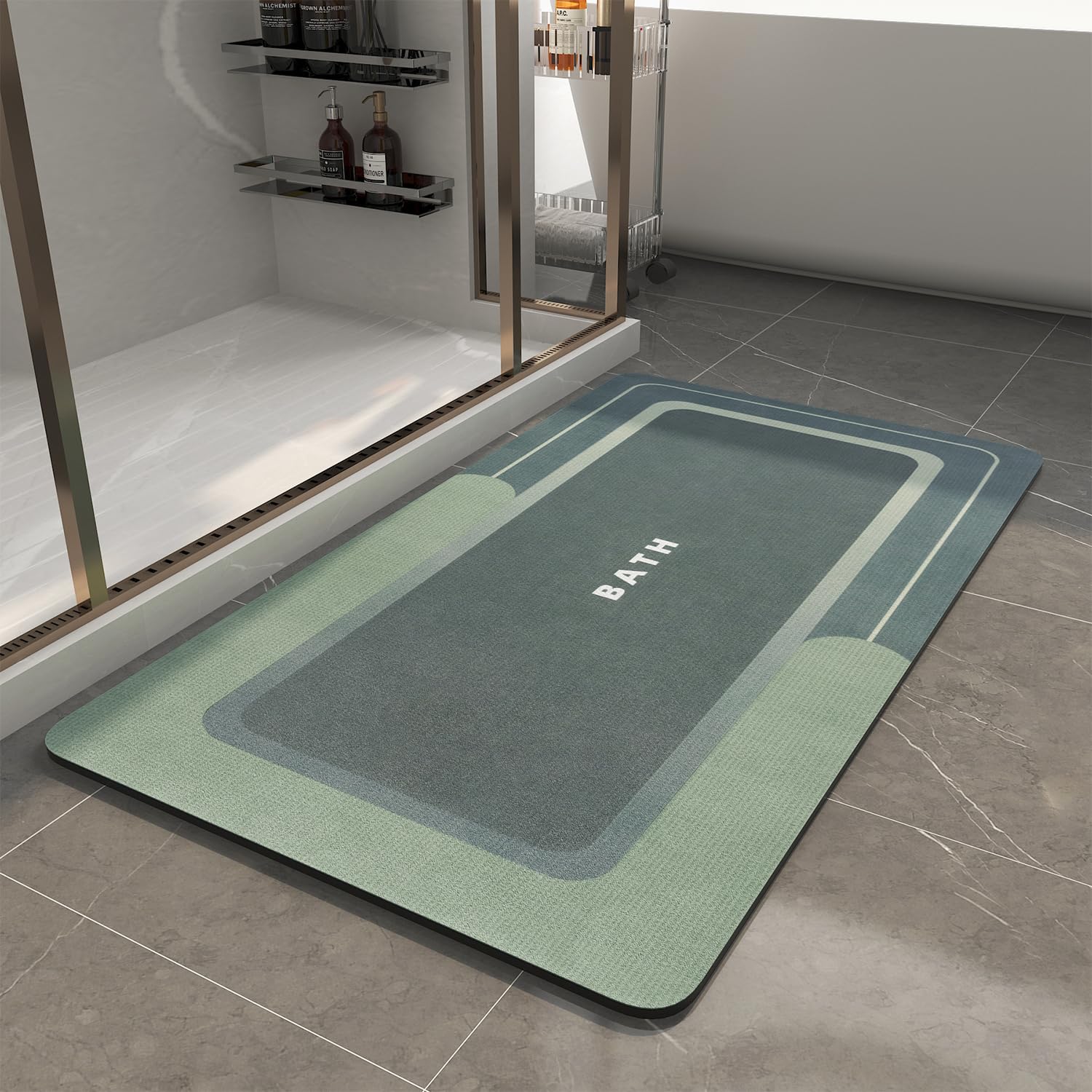 MontVoo-Bath Mat-Bathroom Mat Rug Non Slip Super Absorbent Stain Resistant Quick Dry Thin Bathroom Rug-Bath Mats for Bathroom Floor Bathtub Vanity-Bathmat Bath Rug Easy Care-17"x27" Grey