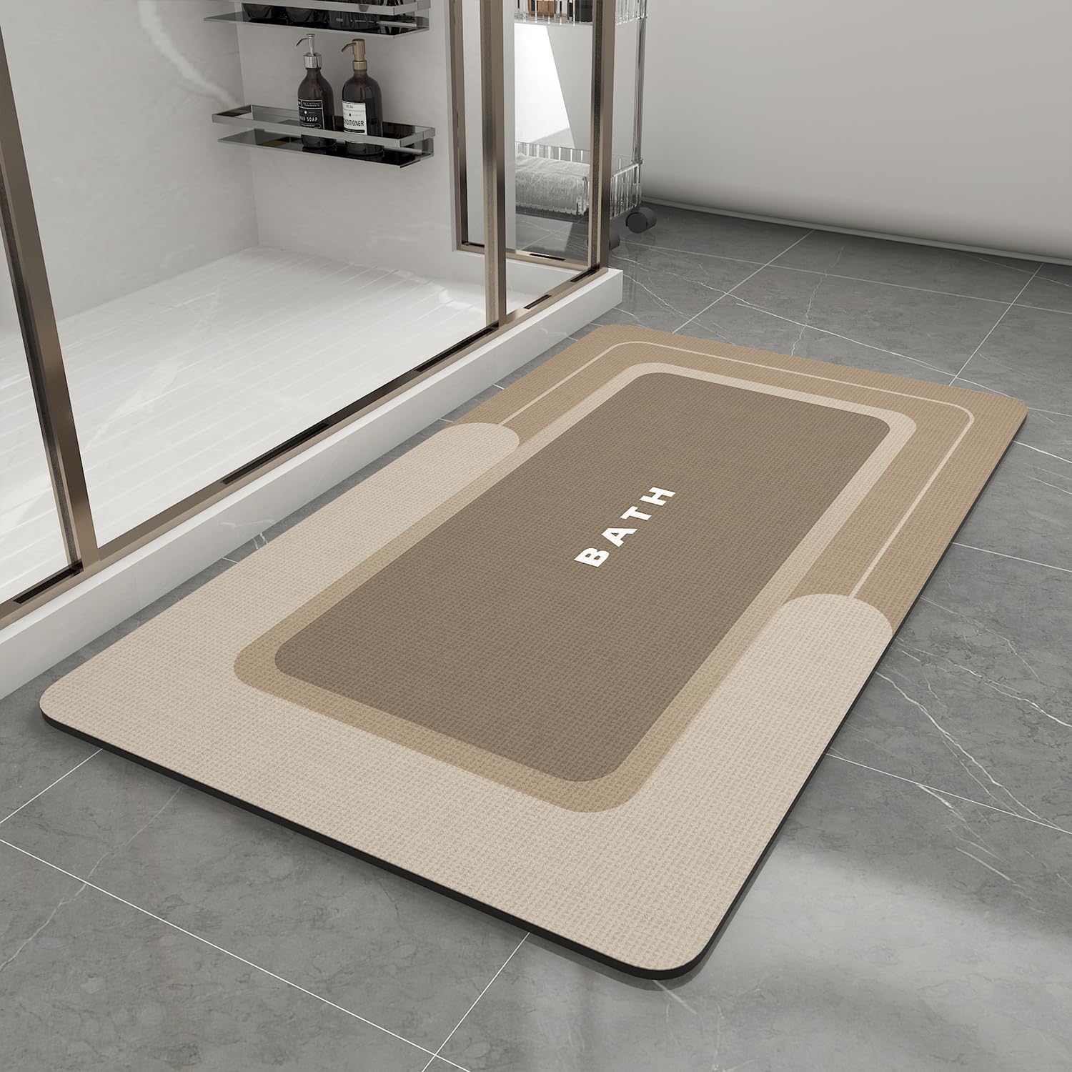 MontVoo-Bath Mat-Bathroom Mat Rug Non Slip Super Absorbent Stain Resistant Quick Dry Thin Bathroom Rug-Bath Mats for Bathroom Floor Bathtub Vanity-Bathmat Bath Rug Easy Care-17"x27" Grey
