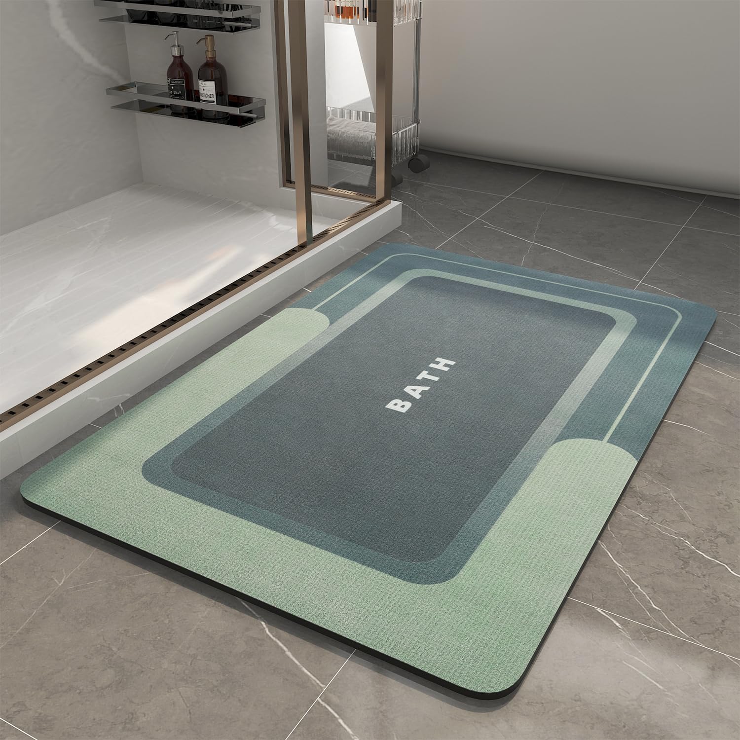 MontVoo-Bath Mat-Bathroom Mat Rug Non Slip Super Absorbent Stain Resistant Quick Dry Thin Bathroom Rug-Bath Mats for Bathroom Floor Bathtub Vanity-Bathmat Bath Rug Easy Care-17"x27" Grey