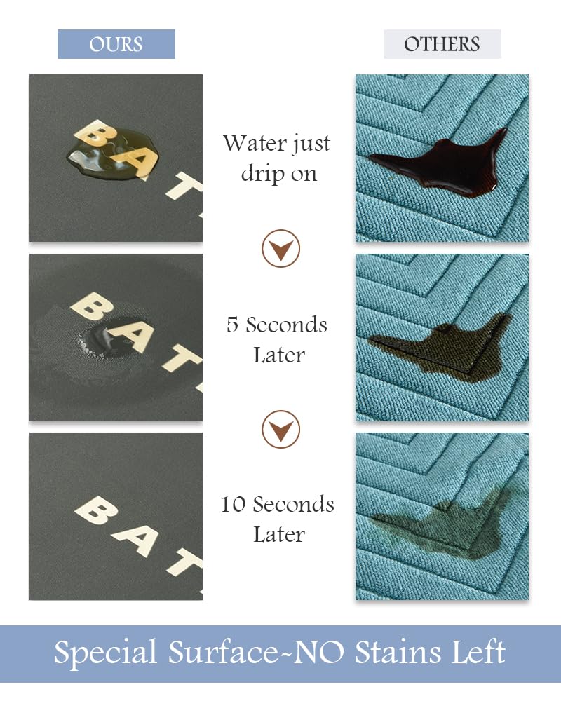 MontVoo-Bath Mat-Bathroom Mat Rug Non Slip Super Absorbent Stain Resistant Quick Dry Thin Bathroom Rug-Bath Mats for Bathroom Floor Bathtub Vanity-Bathmat Bath Rug Easy Care-17"x27" Grey