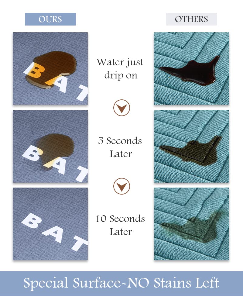 MontVoo-Bath Mat-Bathroom Mat Rug Non Slip Super Absorbent Stain Resistant Quick Dry Thin Bathroom Rug-Bath Mats for Bathroom Floor Bathtub Vanity-Bathmat Bath Rug Easy Care-17"x27" Grey