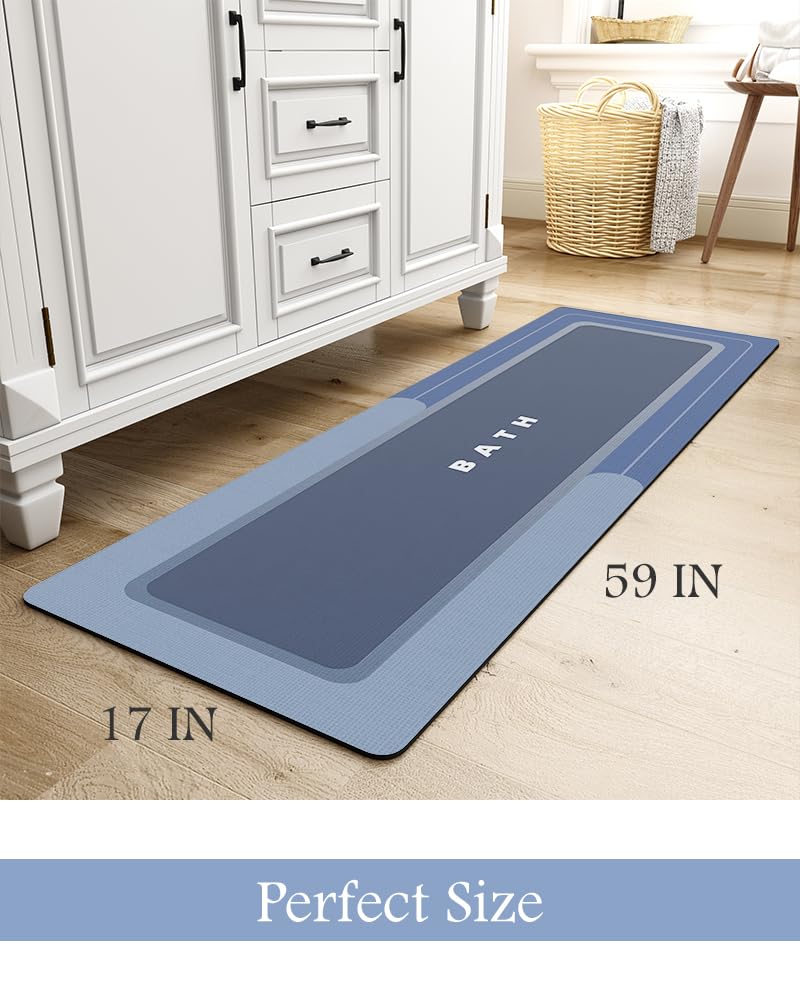 MontVoo-Bath Mat-Bathroom Mat Rug Non Slip Super Absorbent Stain Resistant Quick Dry Thin Bathroom Rug-Bath Mats for Bathroom Floor Bathtub Vanity-Bathmat Bath Rug Easy Care-17"x27" Grey