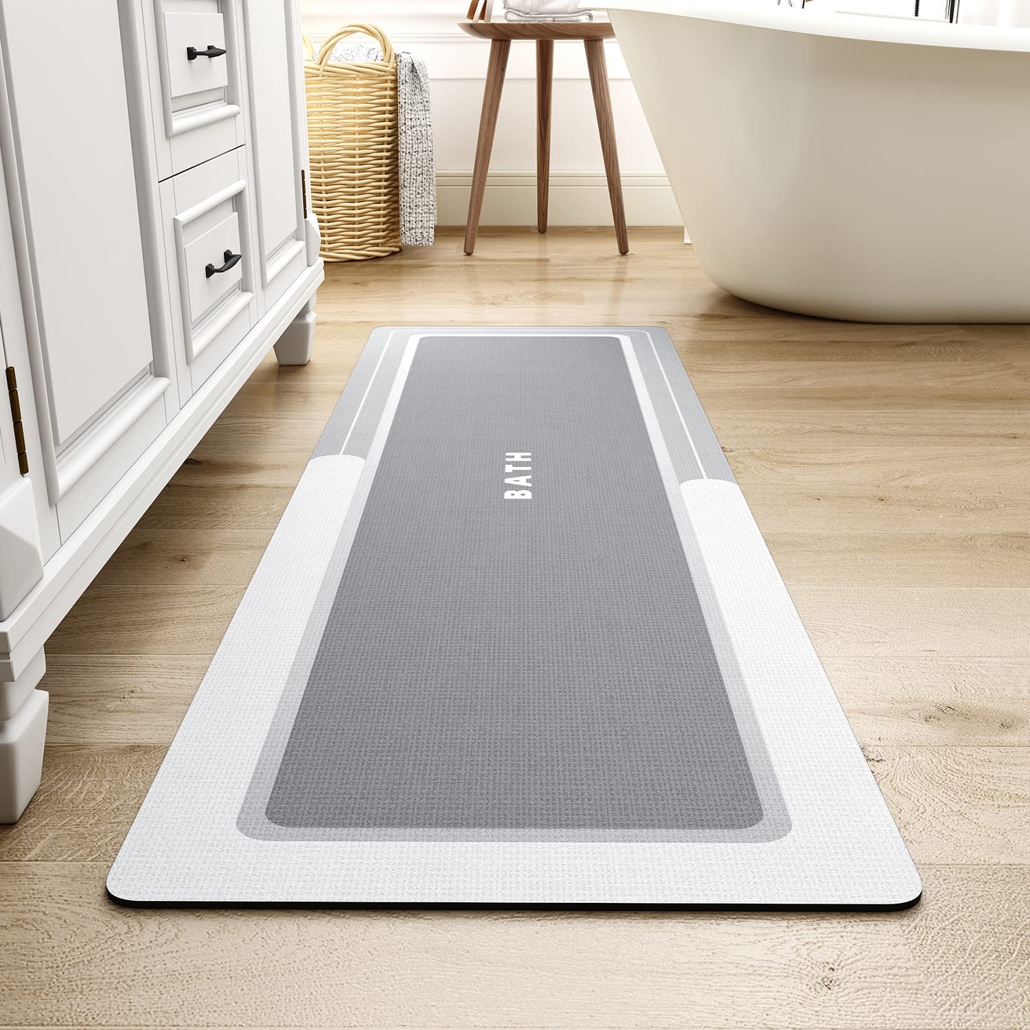 MontVoo-Bath Mat-Bathroom Mat Rug Non Slip Super Absorbent Stain Resistant Quick Dry Thin Bathroom Rug-Bath Mats for Bathroom Floor Bathtub Vanity-Bathmat Bath Rug Easy Care-17"x27" Grey