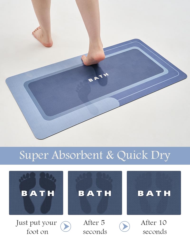 MontVoo-Bath Mat-Bathroom Mat Rug Non Slip Super Absorbent Stain Resistant Quick Dry Thin Bathroom Rug-Bath Mats for Bathroom Floor Bathtub Vanity-Bathmat Bath Rug Easy Care-17"x27" Grey