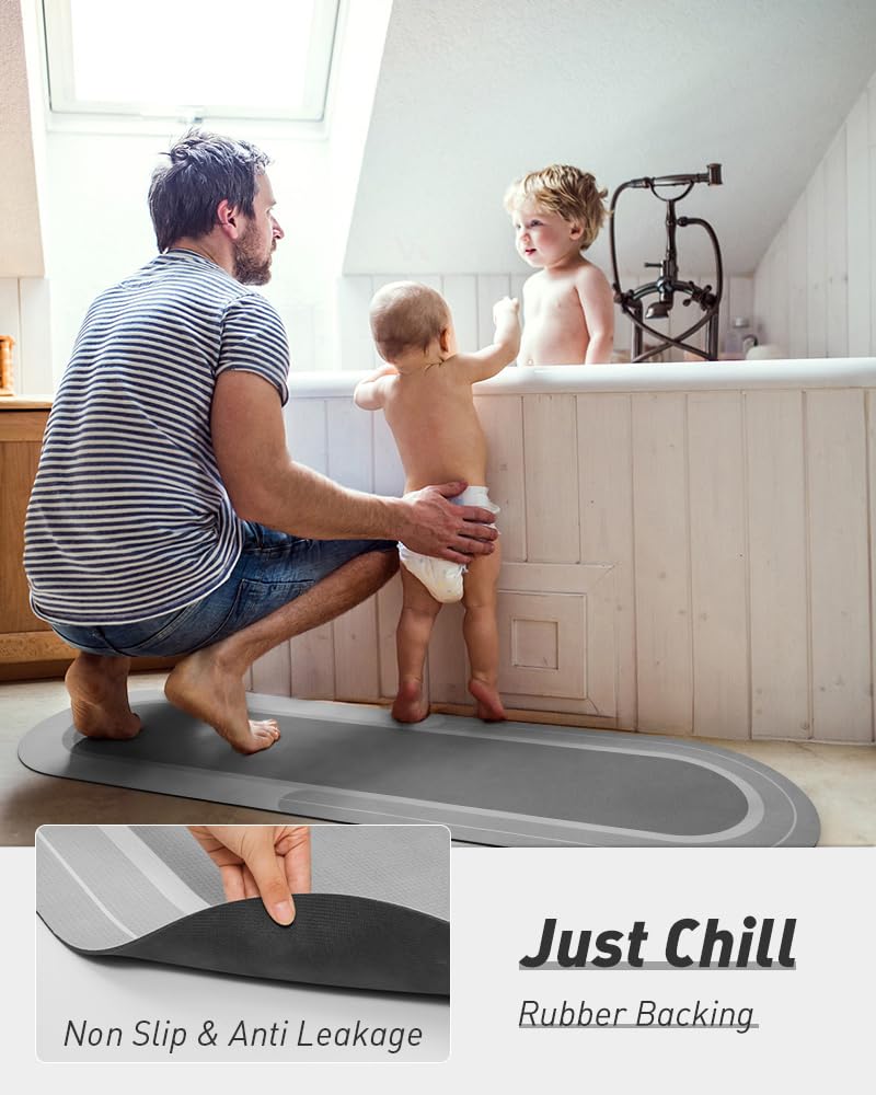 MontVoo Bath Mat - Non Slip, Quick Dry, Stain Resistant Bath Mat Rug for Bathroom Floor - Easy Care Shower Rug for Outside Bathtub - 17"x27" Darkgrey