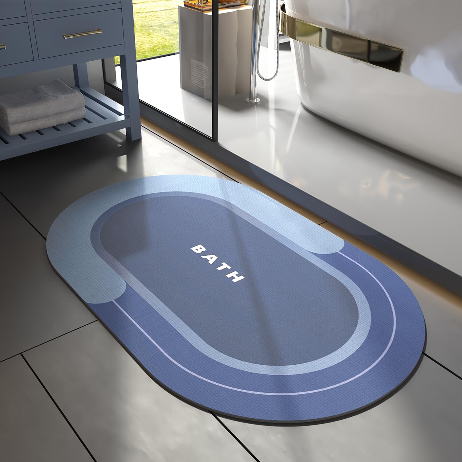 MontVoo Bath Mat - Non Slip, Quick Dry, Stain Resistant Bath Mat Rug for Bathroom Floor - Easy Care Shower Rug for Outside Bathtub - 17"x27" Darkgrey