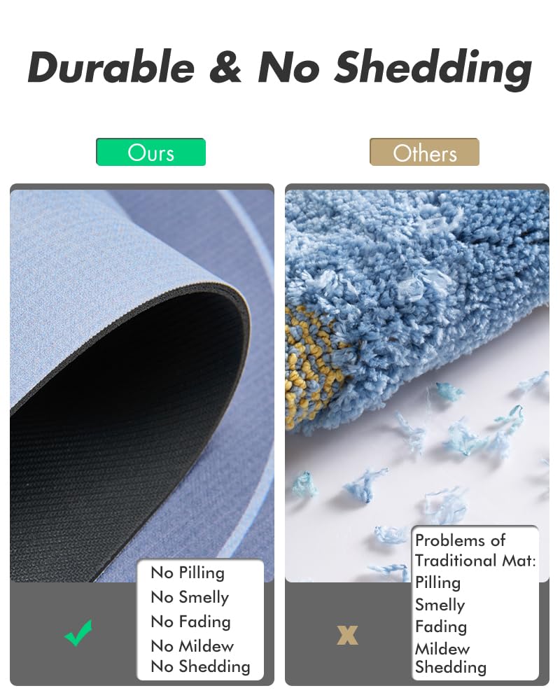 MontVoo Bath Mat - Non Slip, Quick Dry, Stain Resistant Bath Mat Rug for Bathroom Floor - Easy Care Shower Rug for Outside Bathtub - 17"x27" Darkgrey