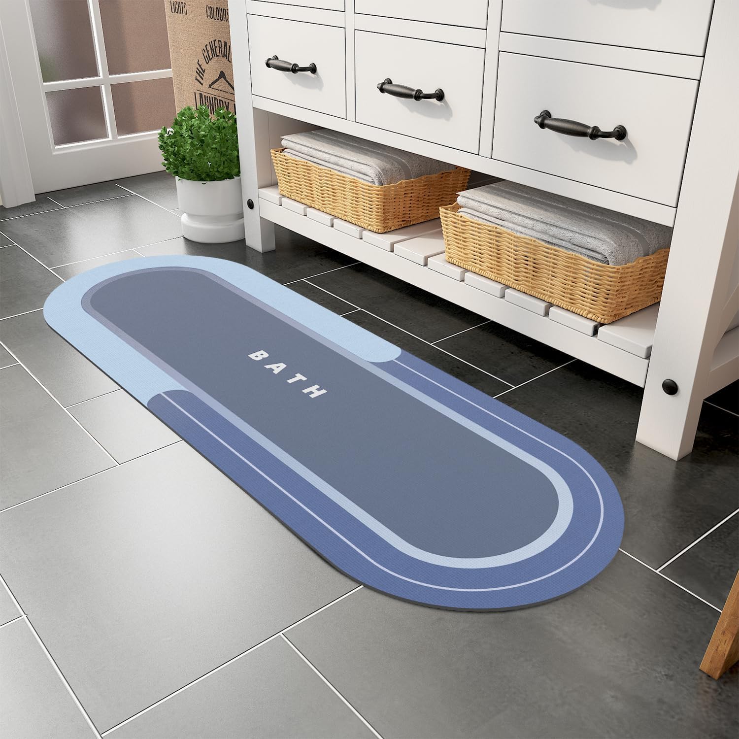 MontVoo Bath Mat - Non Slip, Quick Dry, Stain Resistant Bath Mat Rug for Bathroom Floor - Easy Care Shower Rug for Outside Bathtub - 17"x27" Darkgrey