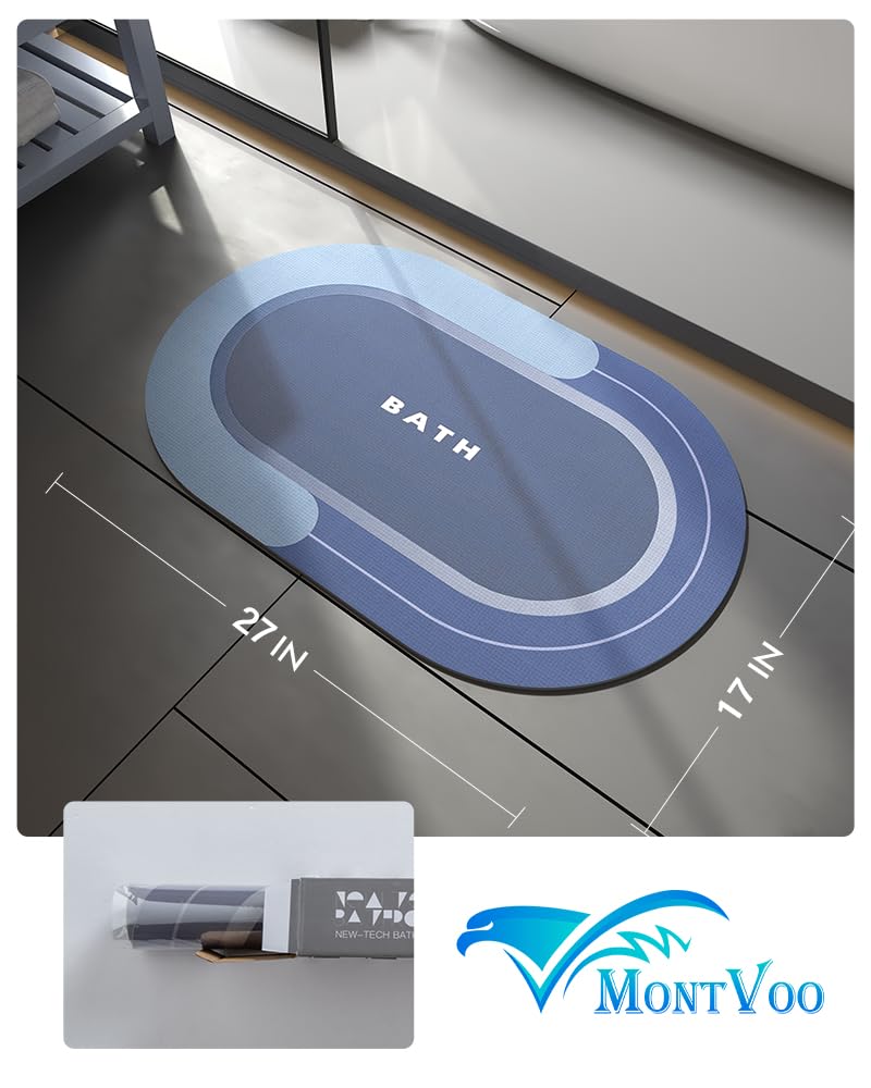 MontVoo Bath Mat - Non Slip, Quick Dry, Stain Resistant Bath Mat Rug for Bathroom Floor - Easy Care Shower Rug for Outside Bathtub - 17"x27" Darkgrey