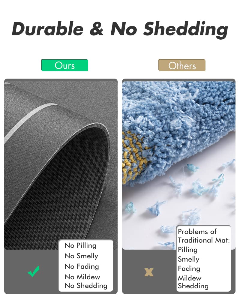 MontVoo Bath Mat - Non Slip, Quick Dry, Stain Resistant Bath Mat Rug for Bathroom Floor - Easy Care Shower Rug for Outside Bathtub - 17"x27" Darkgrey