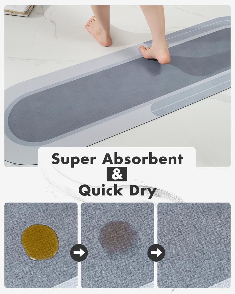 MontVoo Bath Mat - Non Slip, Quick Dry, Stain Resistant Bath Mat Rug for Bathroom Floor - Easy Care Shower Rug for Outside Bathtub - 17"x27" Darkgrey