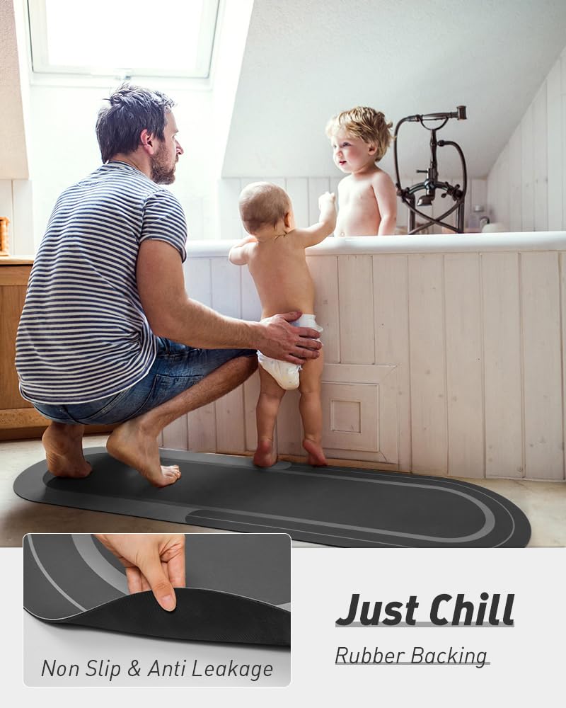 MontVoo Bath Mat - Non Slip, Quick Dry, Stain Resistant Bath Mat Rug for Bathroom Floor - Easy Care Shower Rug for Outside Bathtub - 17"x27" Darkgrey