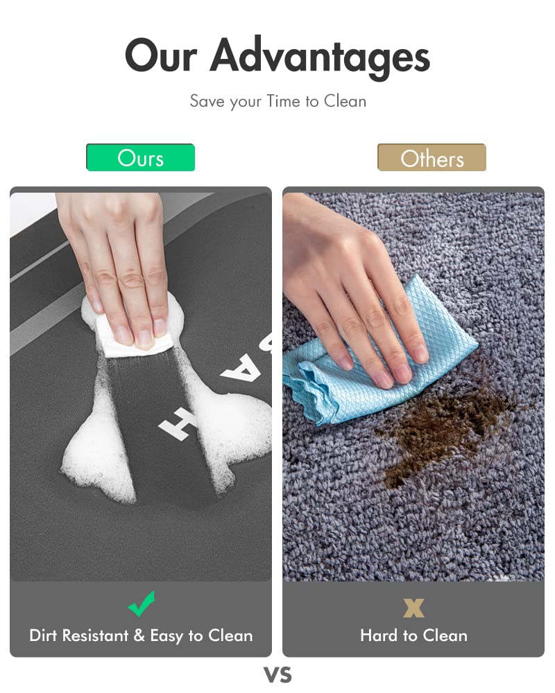 MontVoo Bath Mat - Non Slip, Quick Dry, Stain Resistant Bath Mat Rug for Bathroom Floor - Easy Care Shower Rug for Outside Bathtub - 17"x27" Darkgrey