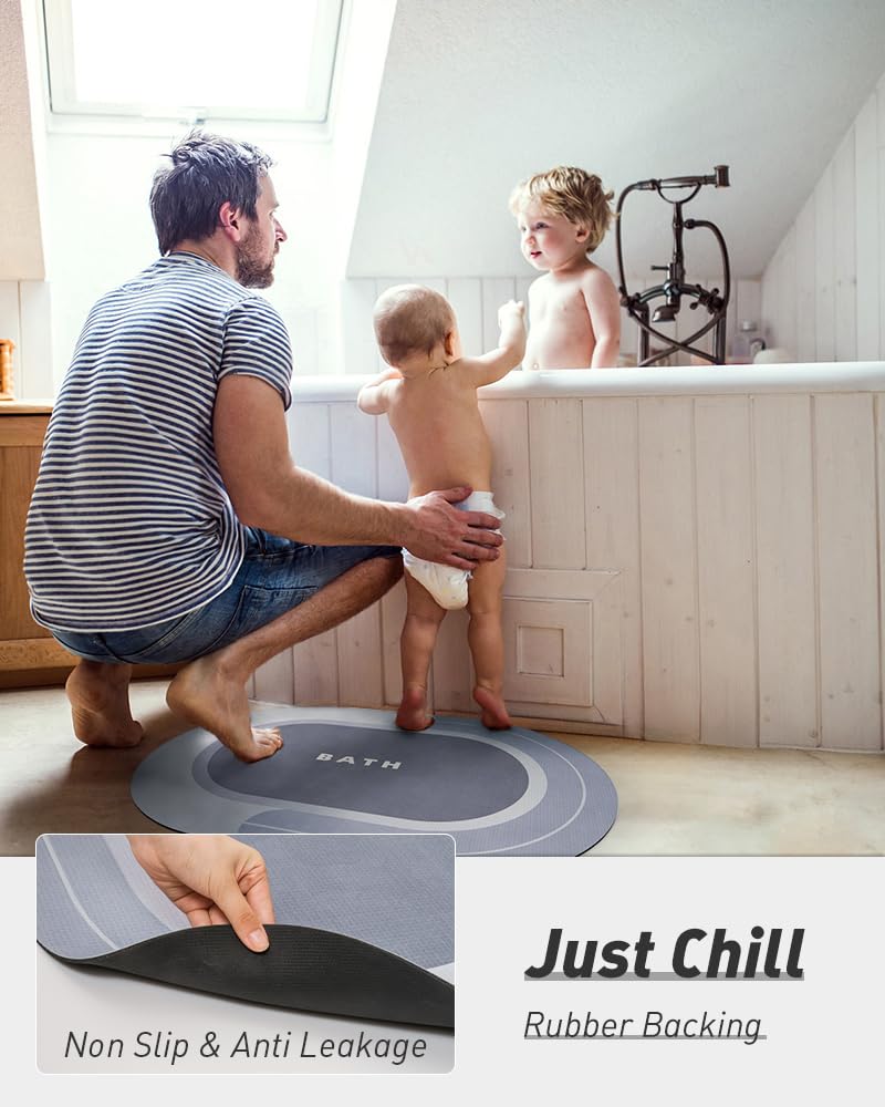 MontVoo Bath Mat - Non Slip, Quick Dry, Stain Resistant Bath Mat Rug for Bathroom Floor - Easy Care Shower Rug for Outside Bathtub - 17"x27" Darkgrey