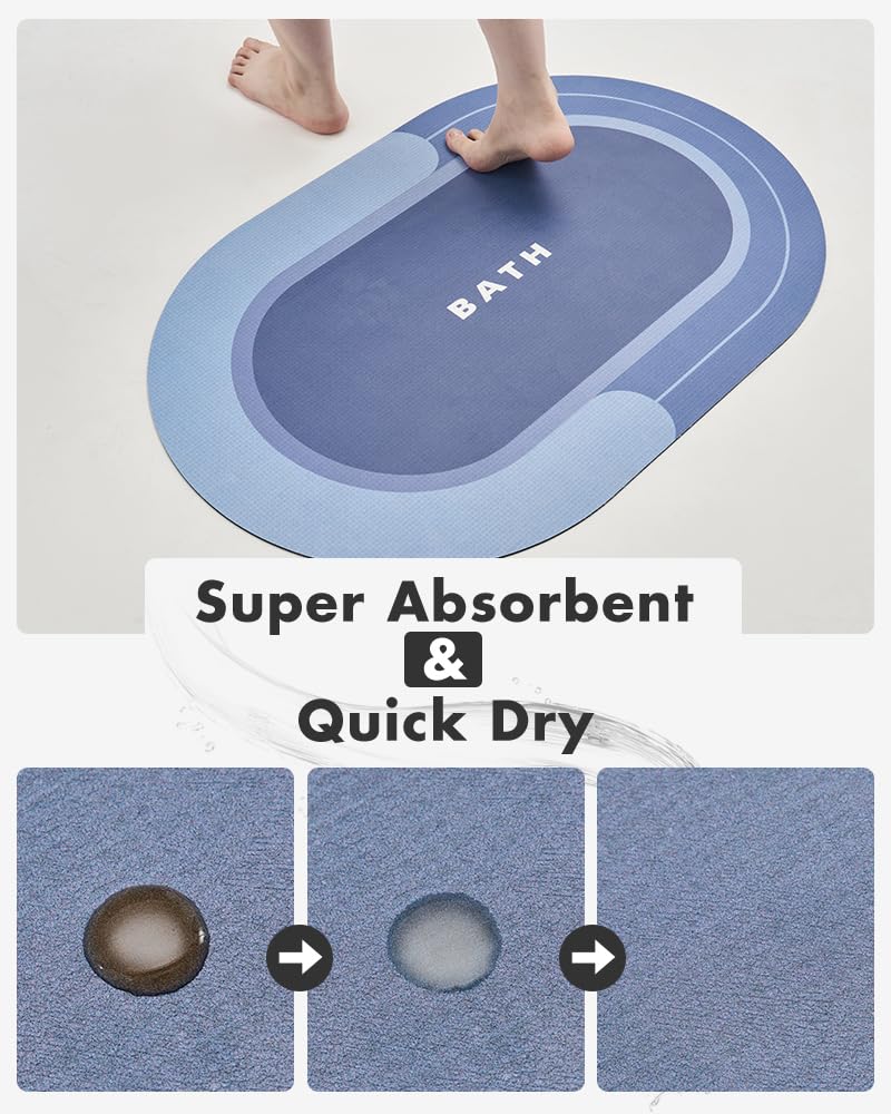 MontVoo Bath Mat - Non Slip, Quick Dry, Stain Resistant Bath Mat Rug for Bathroom Floor - Easy Care Shower Rug for Outside Bathtub - 17"x27" Darkgrey