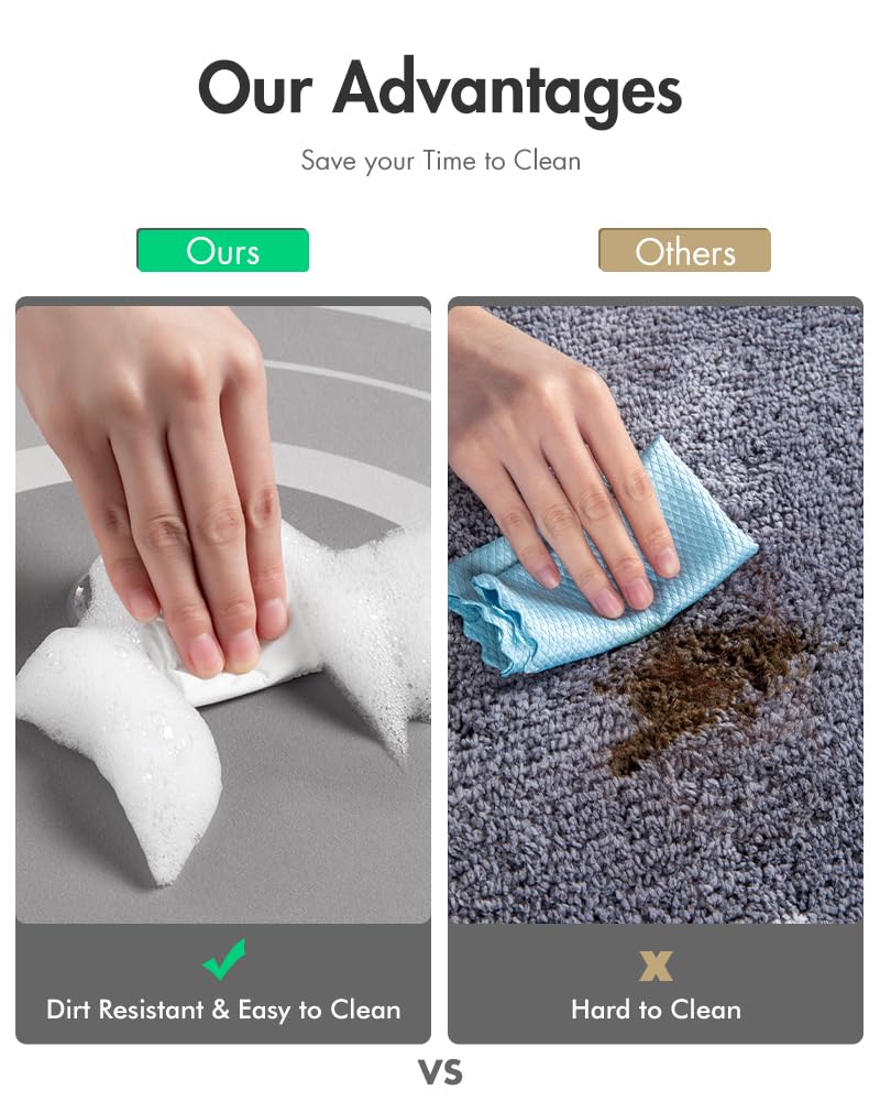 MontVoo Bath Mat - Non Slip, Quick Dry, Stain Resistant Bath Mat Rug for Bathroom Floor - Easy Care Shower Rug for Outside Bathtub - 17"x27" Darkgrey