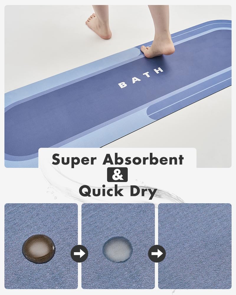 MontVoo Bath Mat - Non Slip, Quick Dry, Stain Resistant Bath Mat Rug for Bathroom Floor - Easy Care Shower Rug for Outside Bathtub - 17"x27" Darkgrey