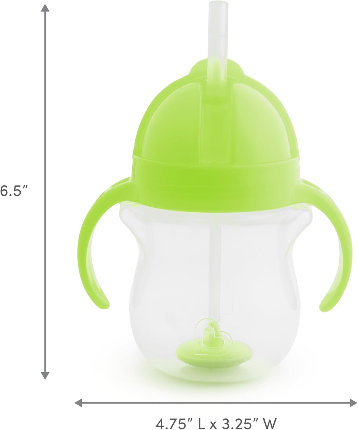Munchkin Any Angle Sippy Cups for Toddlers, Spill Proof Weighted Straw Cup with Transition Handles for Babies 6 Months and Up, 2 Pack, Blue/Green