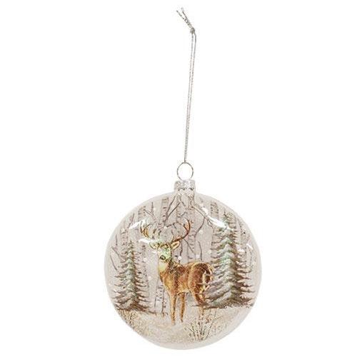 Glass Disk 100mm Ornament -Deer
