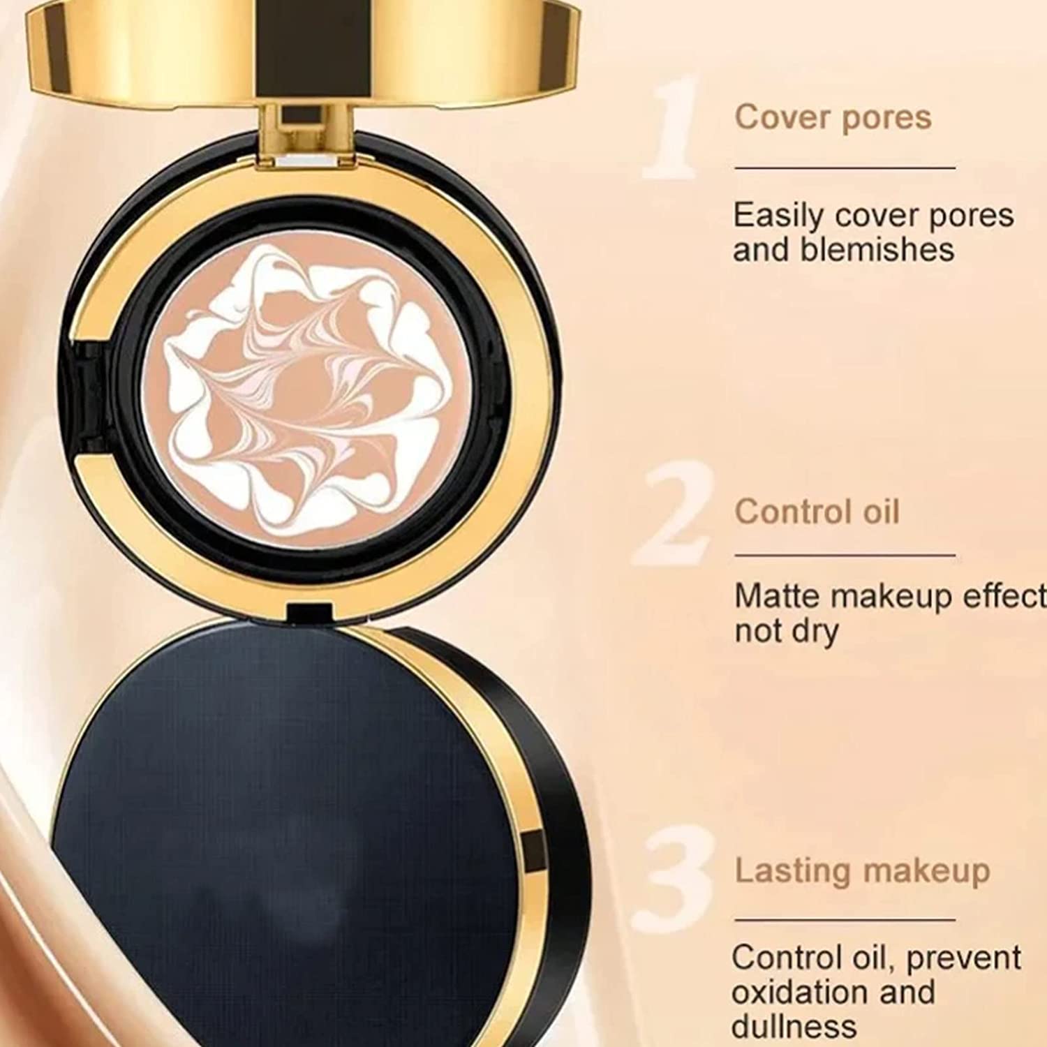 MZV Concealer Cushion Cream,Water Bead Tricolor Latte Concealer Cushion,MZV Water Bead Tricolor Latte Concealer Cushion,Moisturizing Essence Foundation (Natural Whit-3PCS)