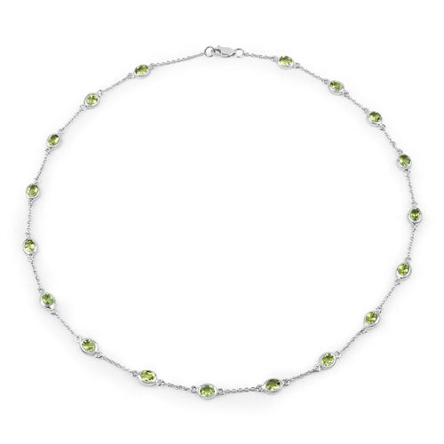 6.30 Carat Genuine Peridot .925 Sterling Silver Necklace