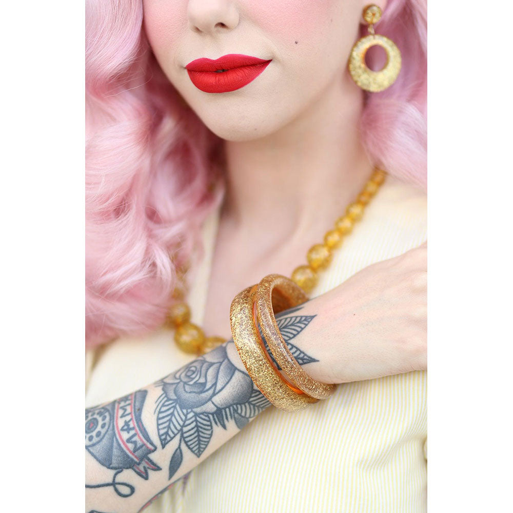 Narrow Pale Gold Glitter Bangle by Splendette