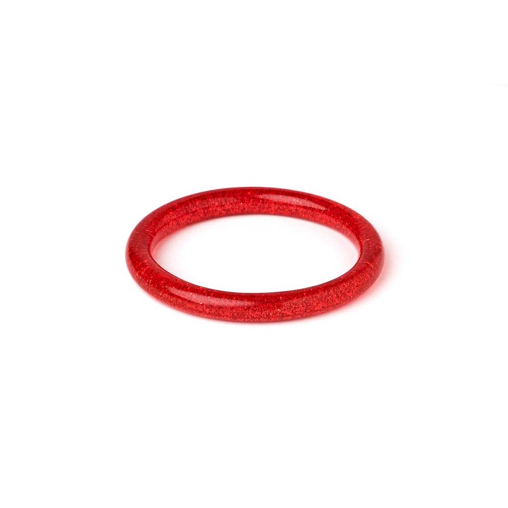 Narrow Red Glitter Medium Bangle by Splendette