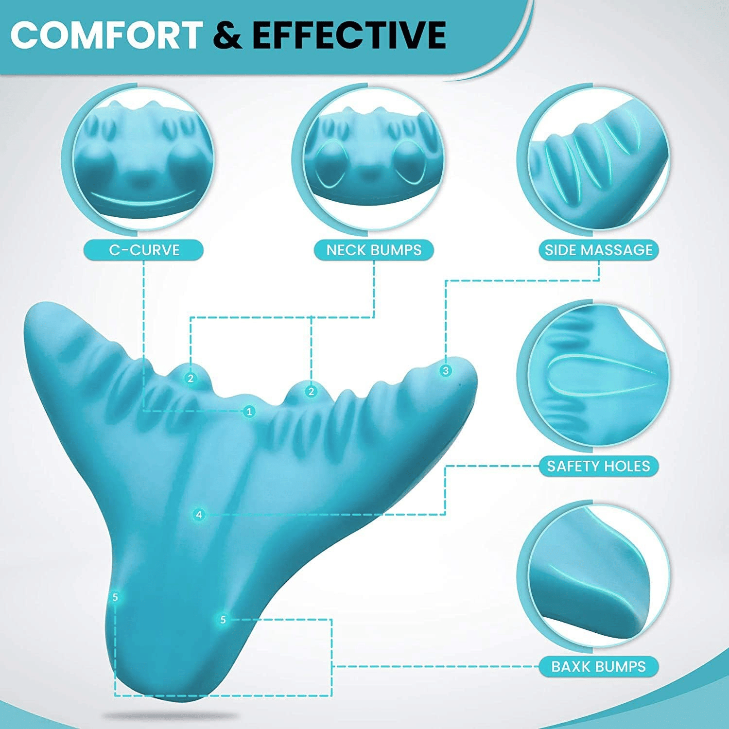 Neck and Shoulder Relaxer, Cervical Traction Device Acupressure Neck Shoulder Back Support Massage Pillow, Neck Stretcher Massager, Posture Corrector for Pain Relief, Cervical Spine Alignment