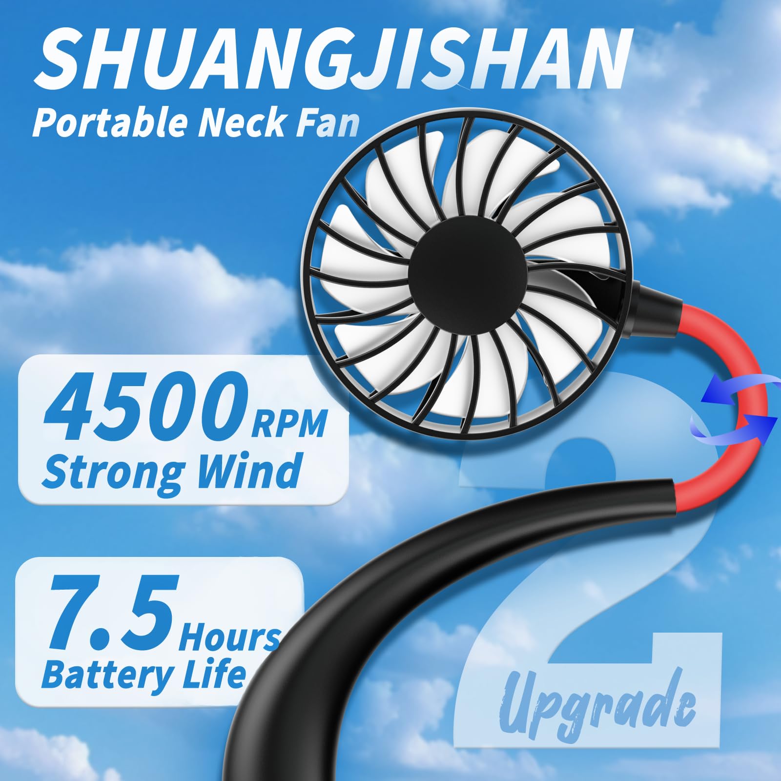 Neck Fan Portable Rechargeable: Personal Cooling Wearable Fan Around your Neck that Blow Cold Air for Men Women - Usb Should Fan Battery Operated for Travel and Outdoor Sports