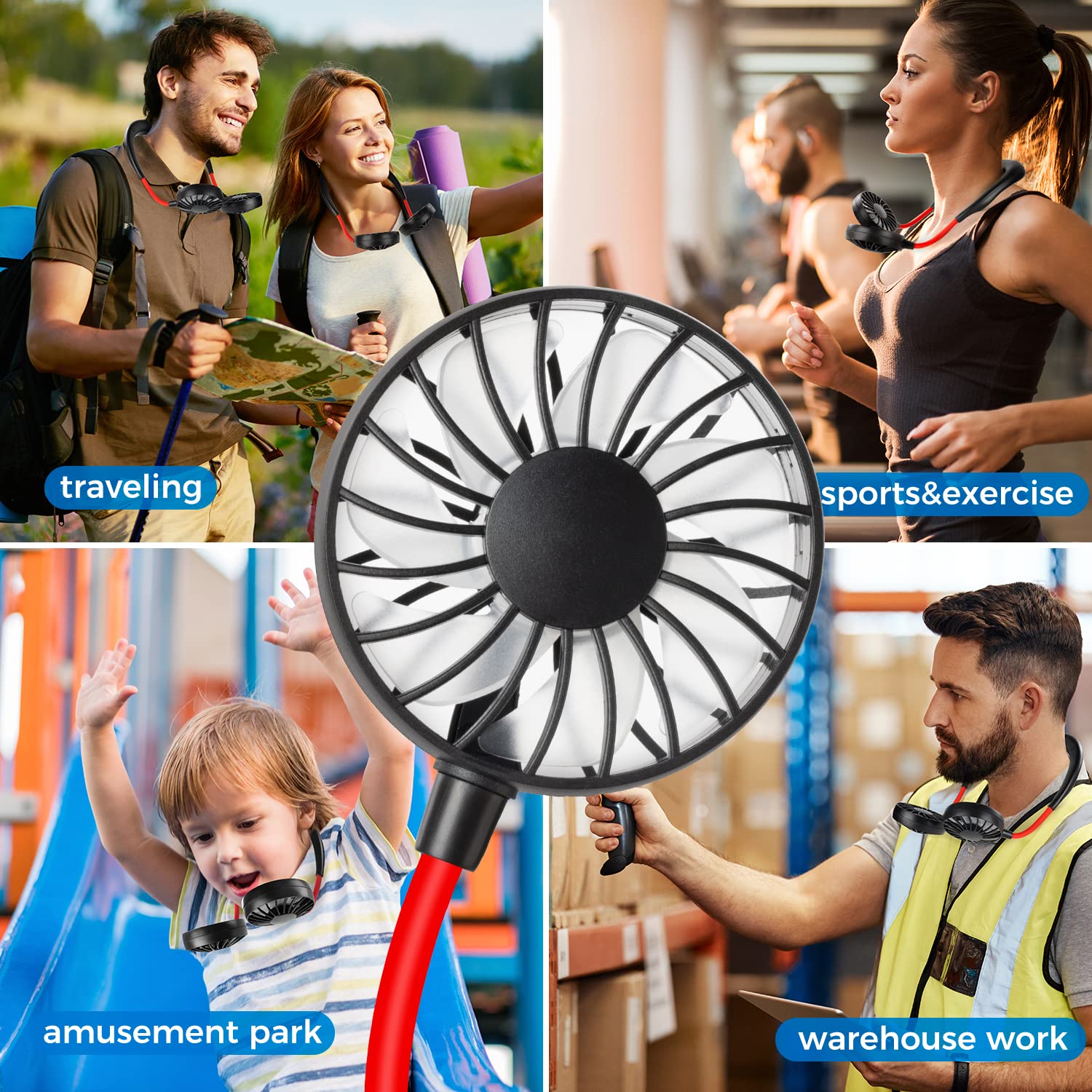 Neck Fan Portable Rechargeable: Personal Cooling Wearable Fan Around your Neck that Blow Cold Air for Men Women - Usb Should Fan Battery Operated for Travel and Outdoor Sports